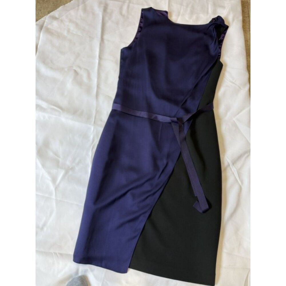 Elie Tahari Color Block Purple & Black Sheath Dress – Size 8
